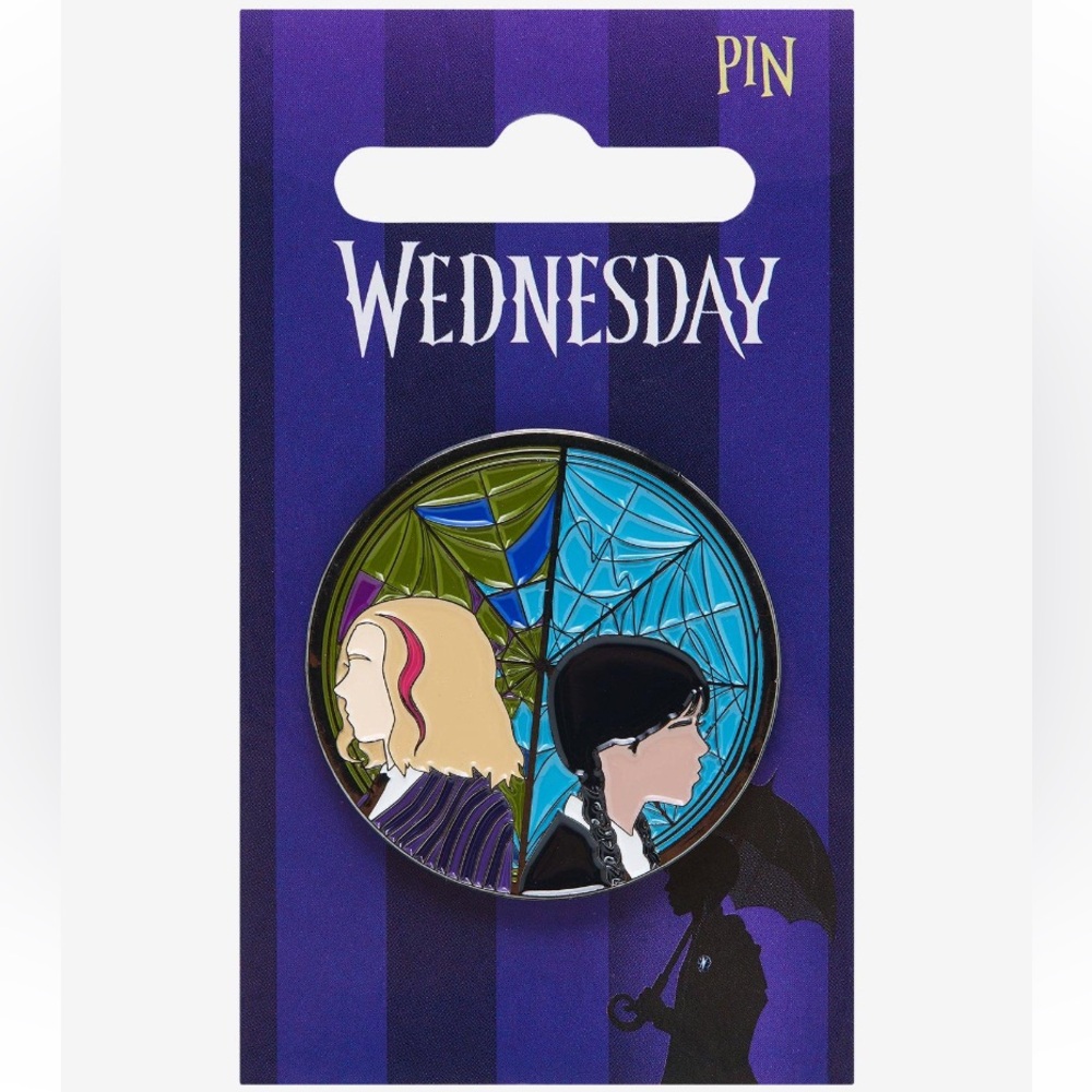 Wednesday & Enid Split Portrait Enamel Pin Boxlunch Exclusive Addams